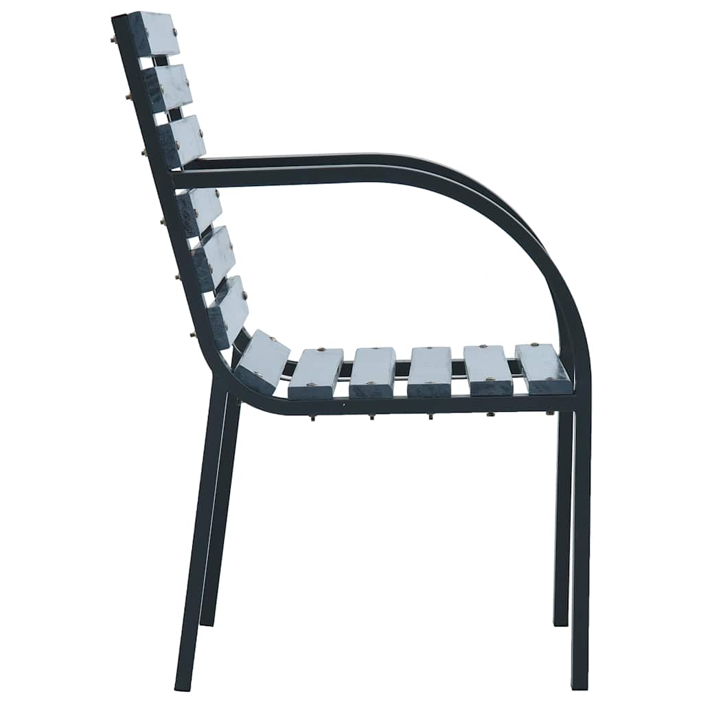 Grey Solid Wood & Steel Garden Chairs - Set of 2