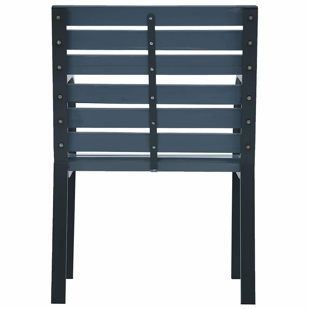 Grey Solid Wood & Steel Garden Chairs - Set of 2