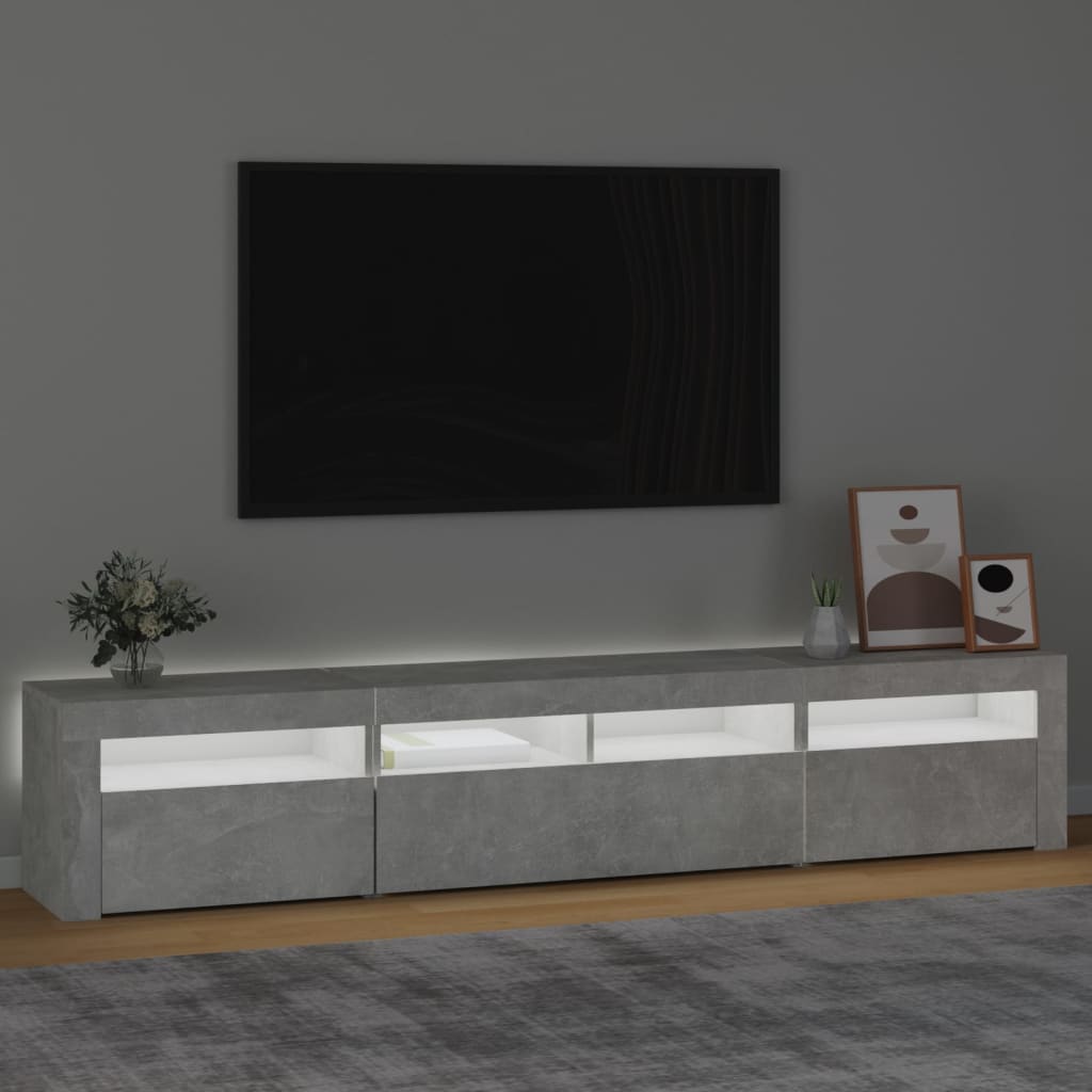 TV Cabinet with LED Lights Concrete Grey 210x35x40 cm