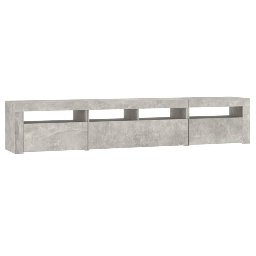 TV Cabinet with LED Lights Concrete Grey 210x35x40 cm