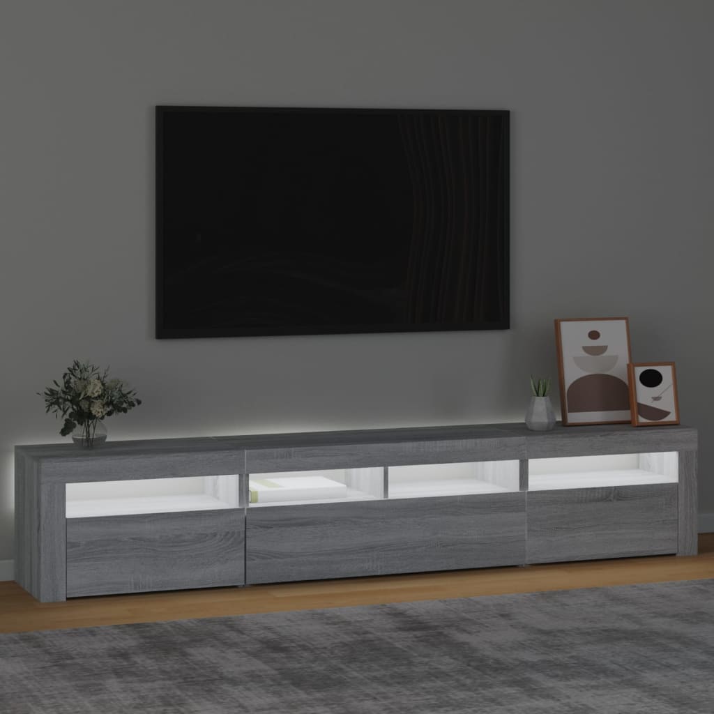 TV Cabinet with LED Lights Grey Sonoma 210x35x40 cm