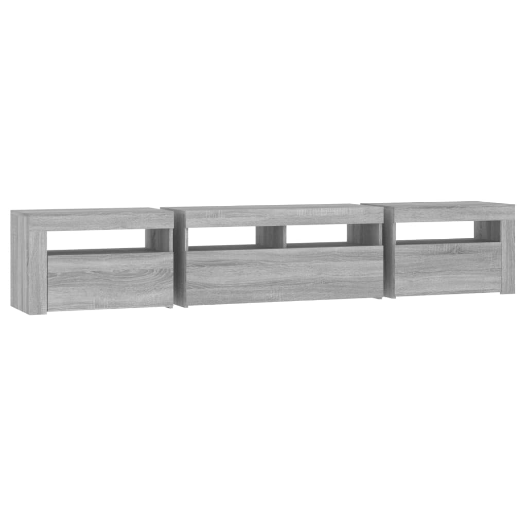 TV Cabinet with LED Lights Grey Sonoma 210x35x40 cm