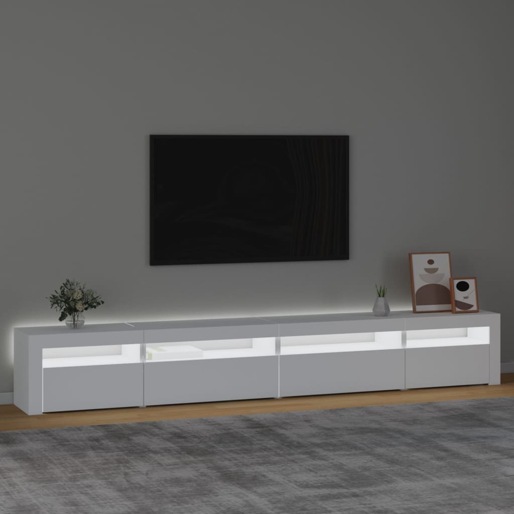 TV Cabinet with LED Lights White 270x35x40 cm