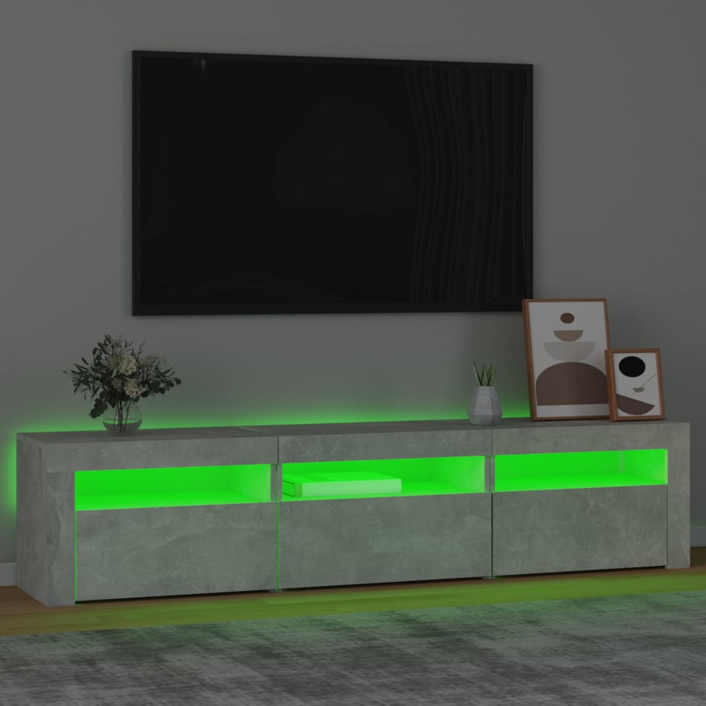 TV Cabinet with LED Lights Concrete Grey 180x35x40 cm