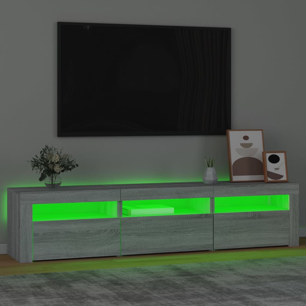 TV Cabinet with LED Lights Grey Sonoma 180x35x40 cm