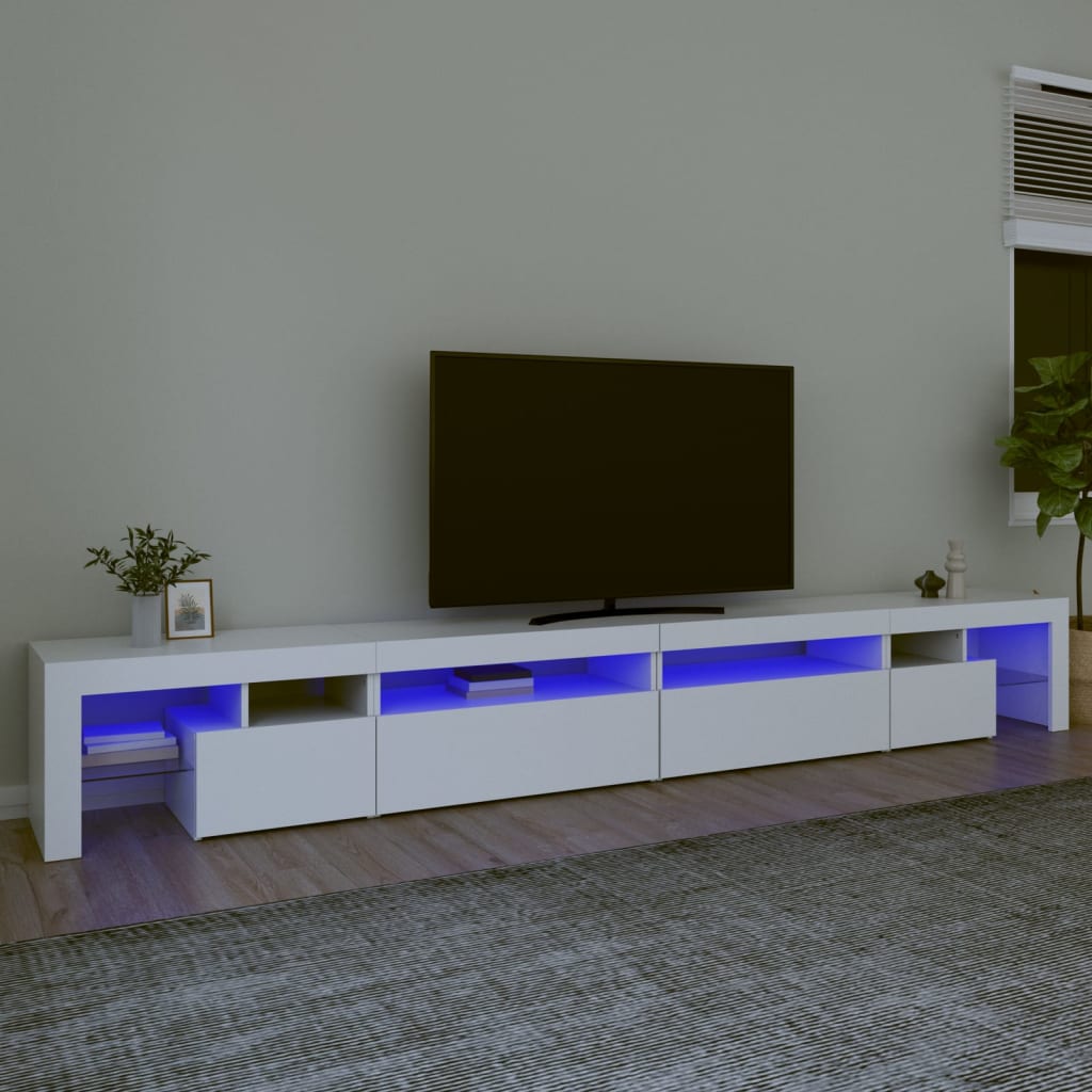 TV Cabinet with LED Lights White 290x36.5x40 cm