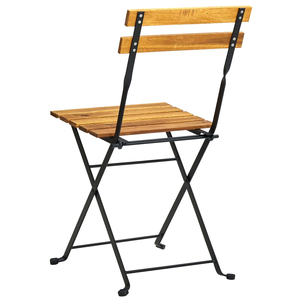 8 Pc Acacia & Steel Folding Garden Chairs Set - Durable & Stylish
