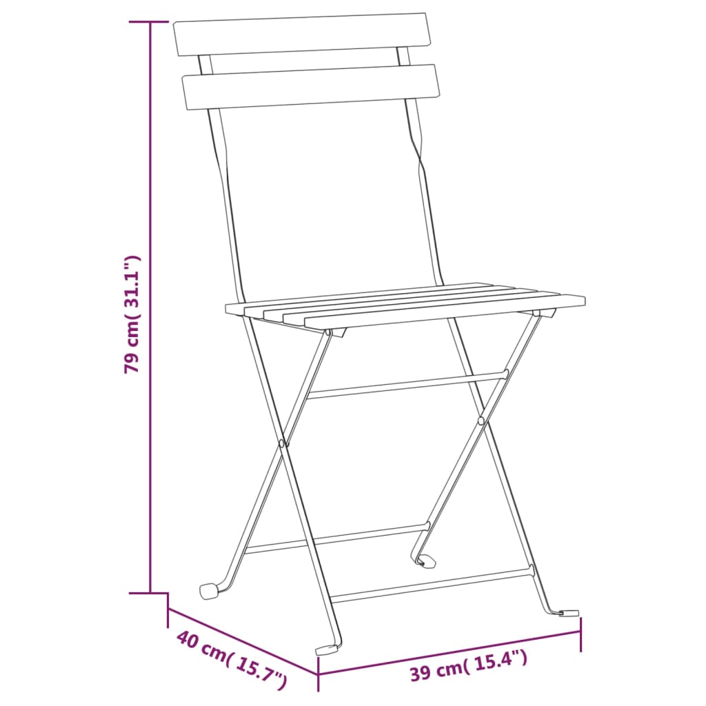 8 Pc Acacia & Steel Folding Garden Chairs Set - Durable & Stylish