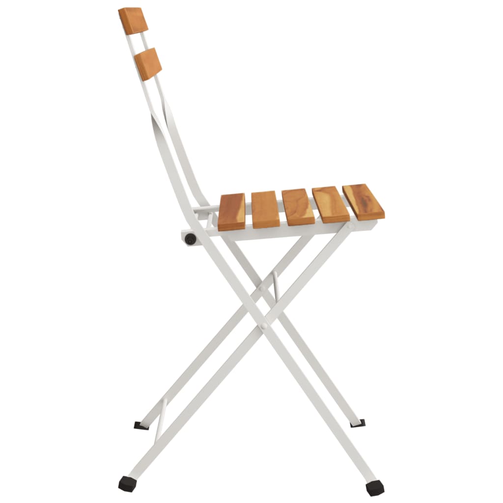 6-Piece Solid Acacia Wood & Steel Folding Bistro Chairs Set