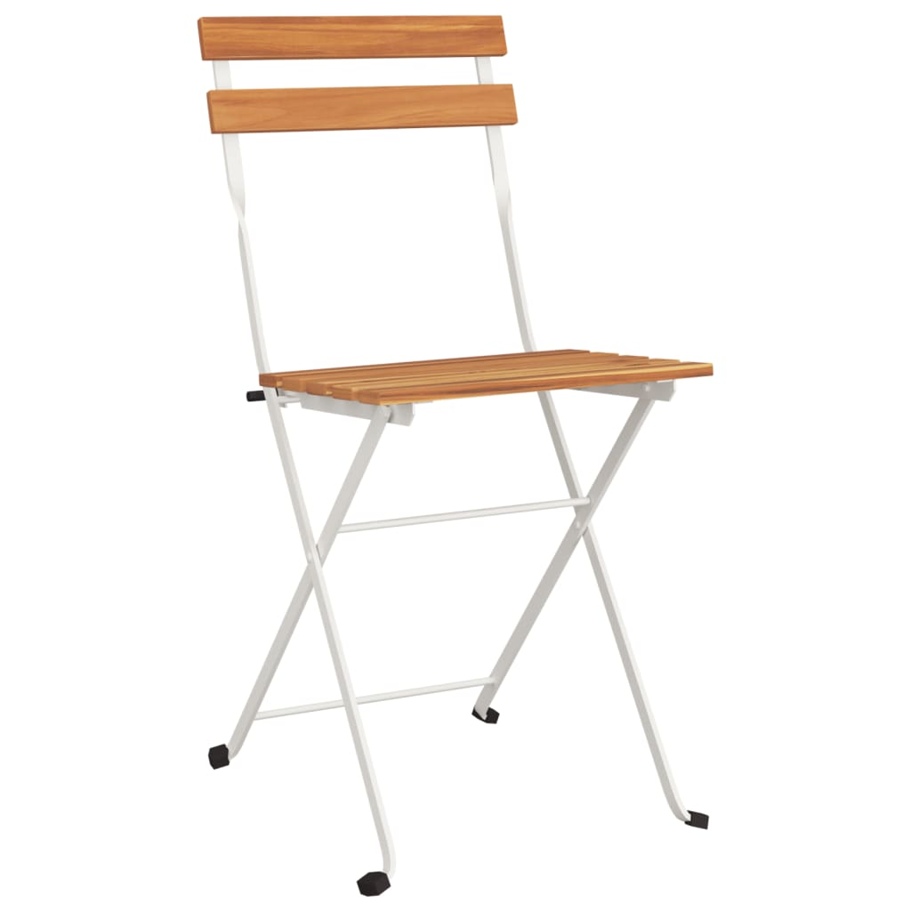 8-Piece Solid Wood & Steel Folding Bistro Chairs - Acacia Finish