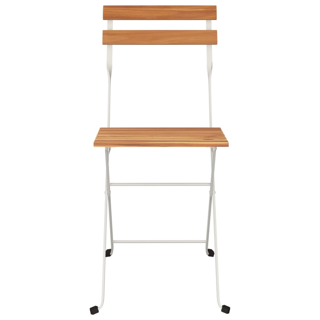 8-Piece Solid Wood & Steel Folding Bistro Chairs - Acacia Finish
