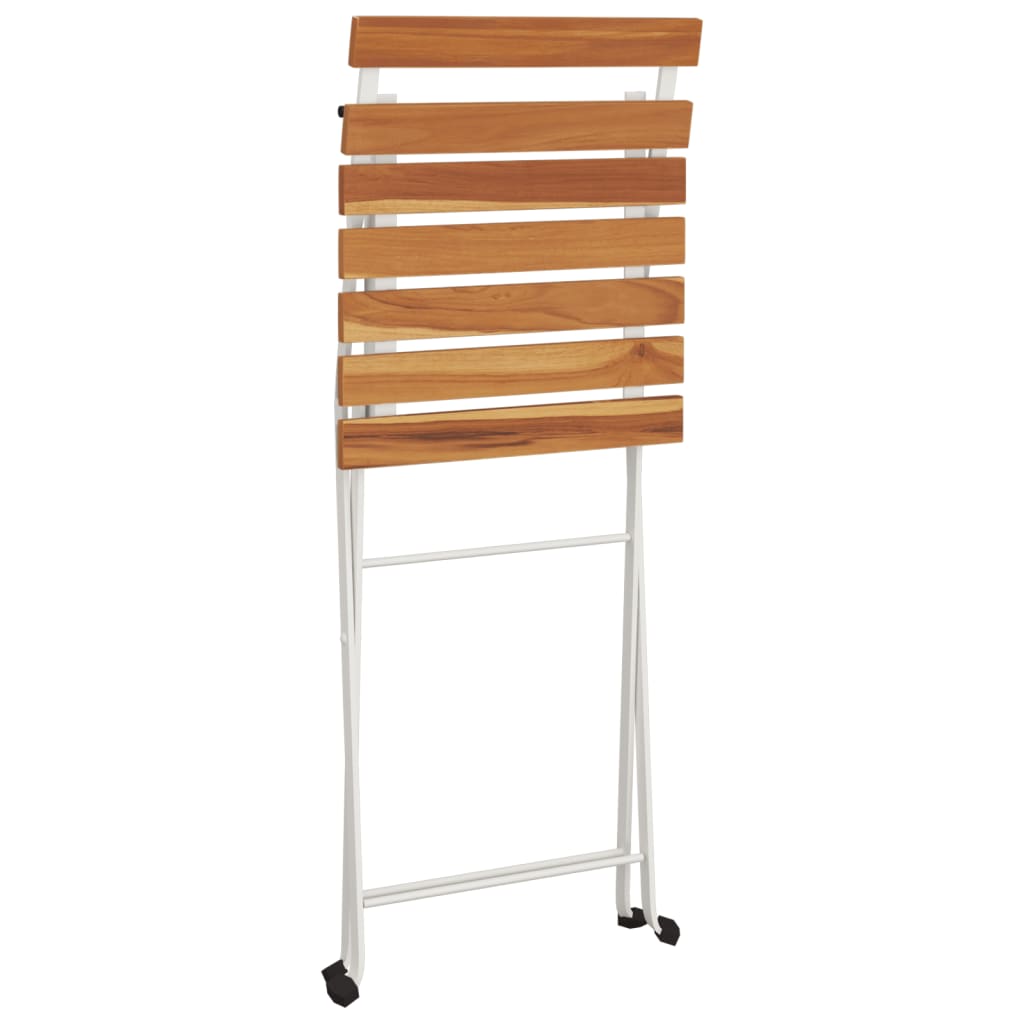 8-Piece Solid Wood & Steel Folding Bistro Chairs - Acacia Finish