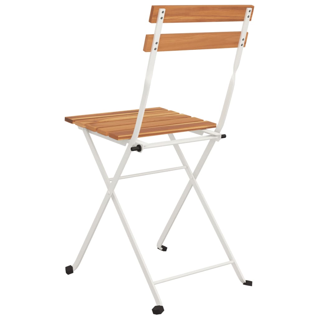 8-Piece Solid Wood & Steel Folding Bistro Chairs - Acacia Finish