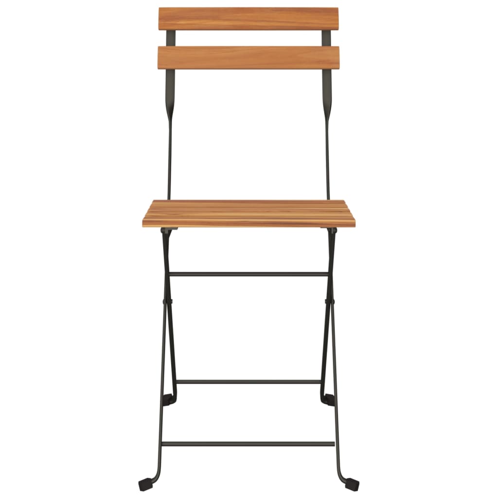 6-Piece Folding Bistro Chairs - Teak Wood & Steel Construction