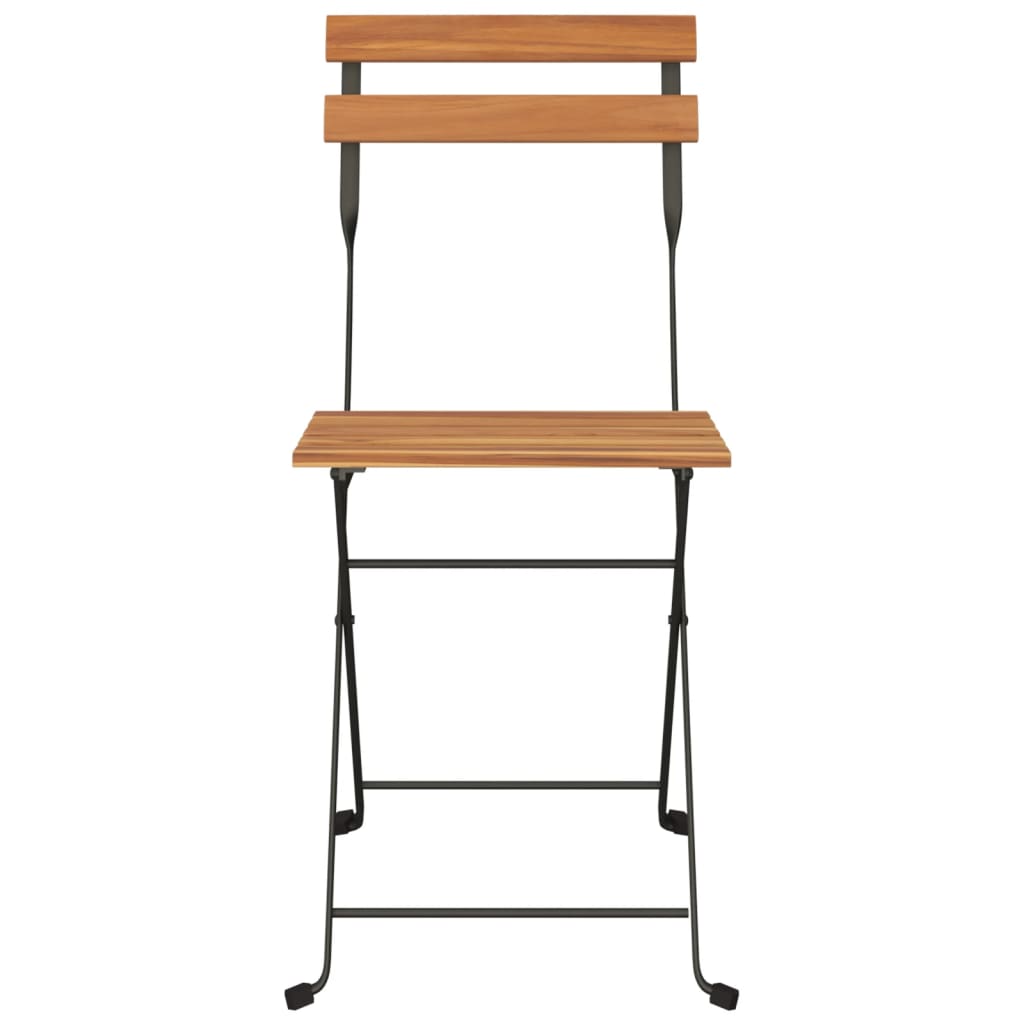 8-Piece Teak and Steel Folding Bistro Chairs Set