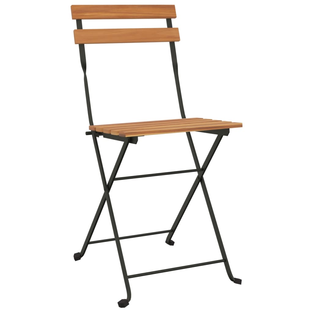 8-Piece Teak and Steel Folding Bistro Chairs Set