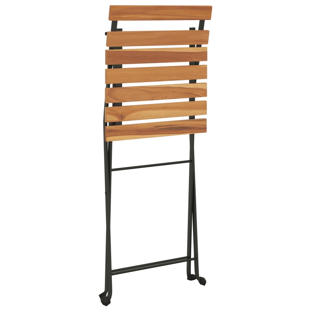 8-Piece Teak and Steel Folding Bistro Chairs Set