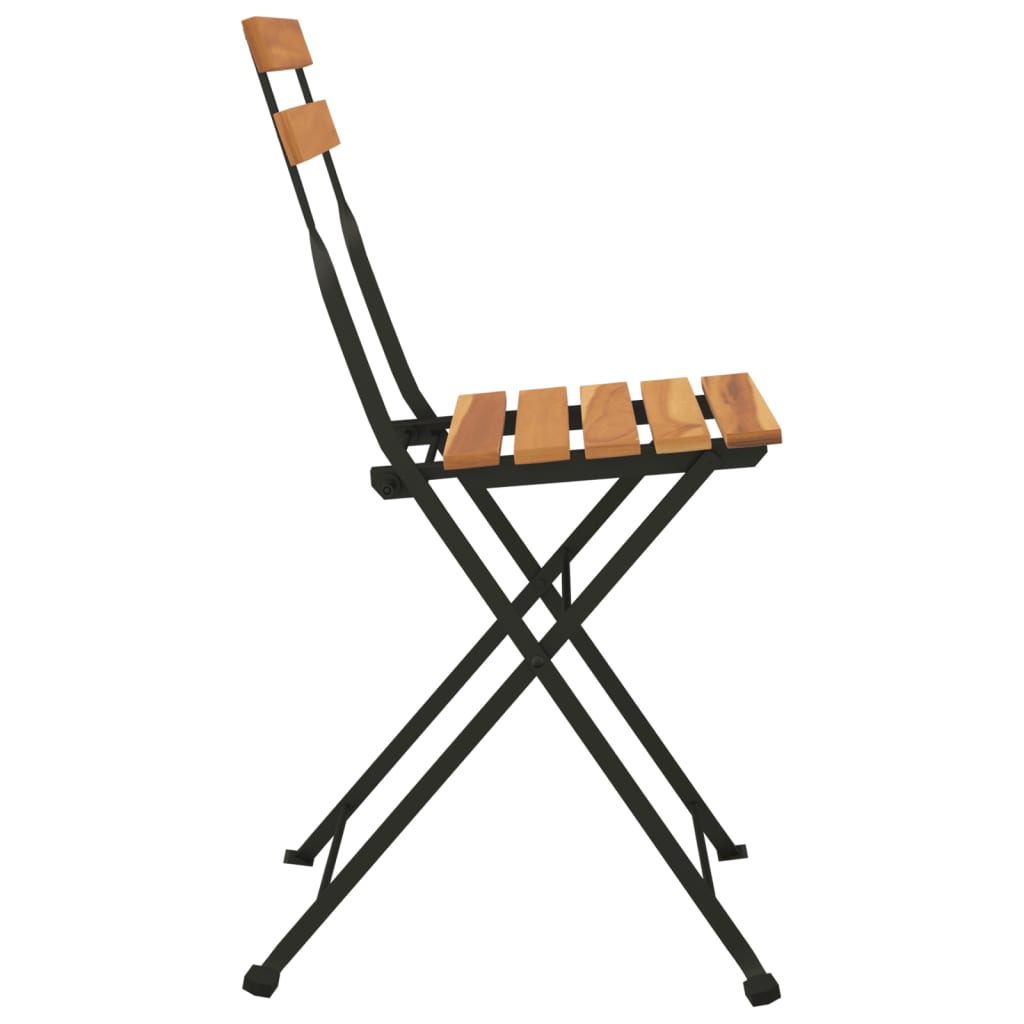 8-Piece Teak and Steel Folding Bistro Chairs Set
