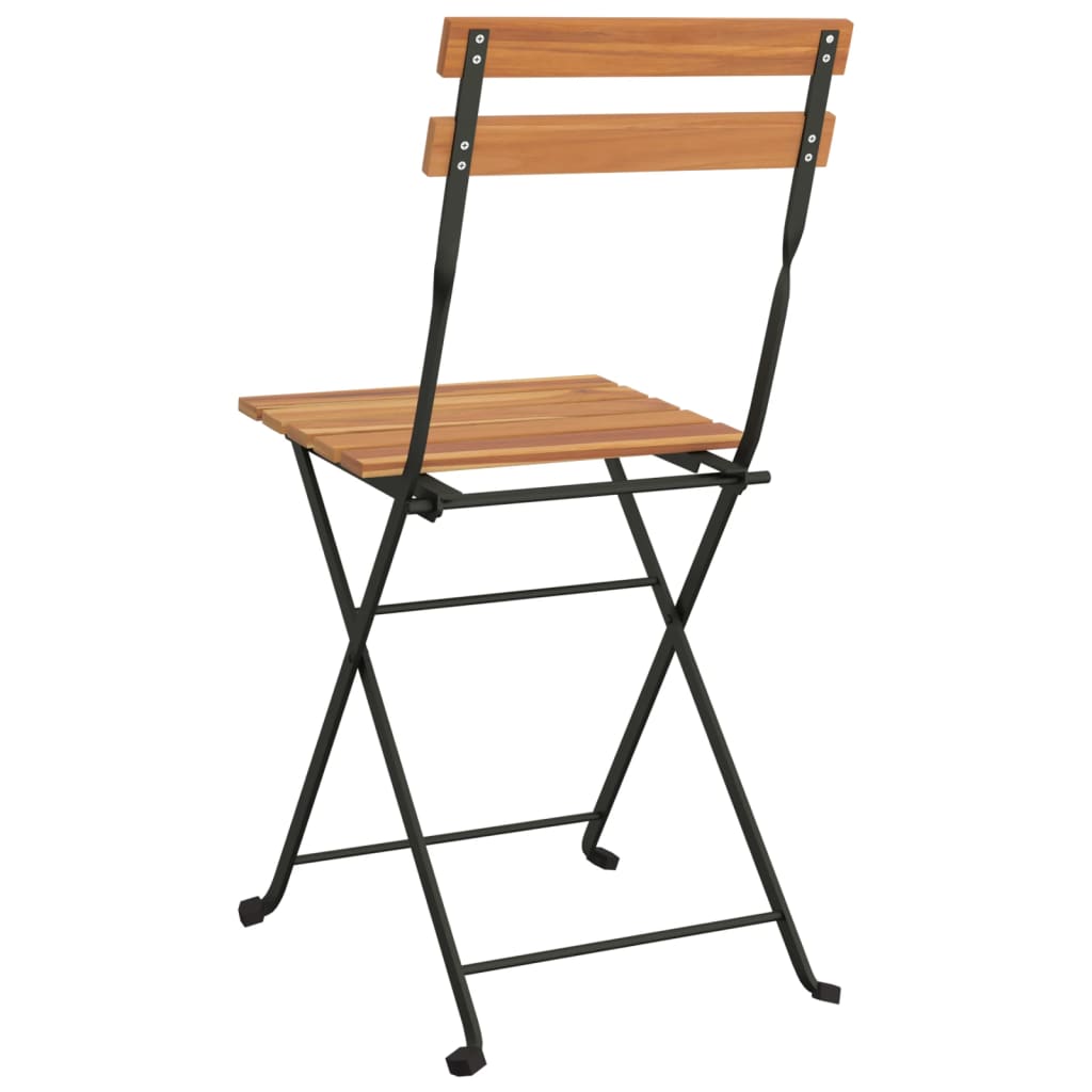 8-Piece Teak and Steel Folding Bistro Chairs Set