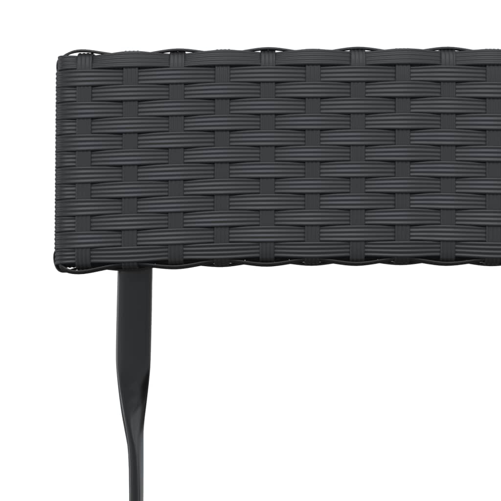 4-Piece Black Poly Rattan Folding Bistro Chairs - Steel Frame