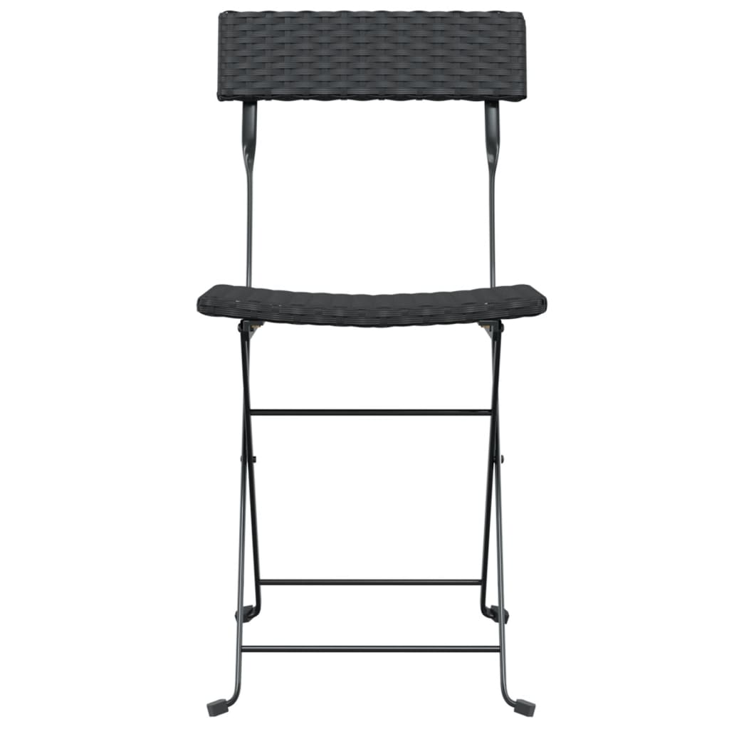 Set of 6 Black Poly Rattan & Steel Folding Bistro Chairs