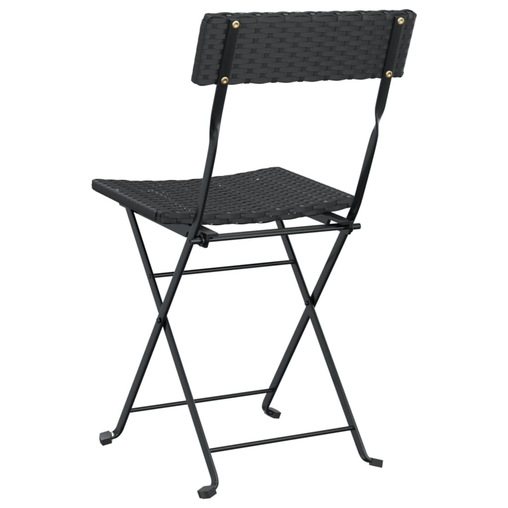 Set of 6 Black Poly Rattan & Steel Folding Bistro Chairs
