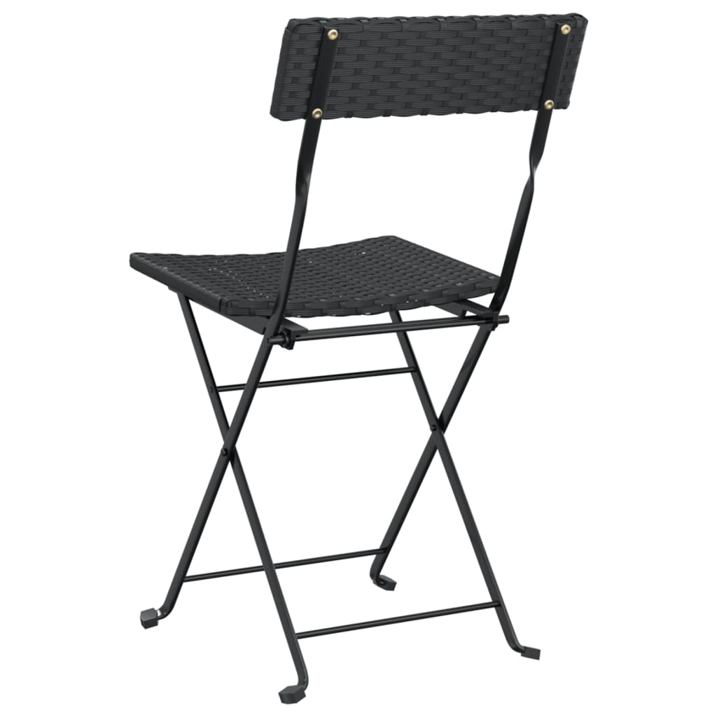 8 Black Poly Rattan Folding Bistro Chairs - Steel Frame Included