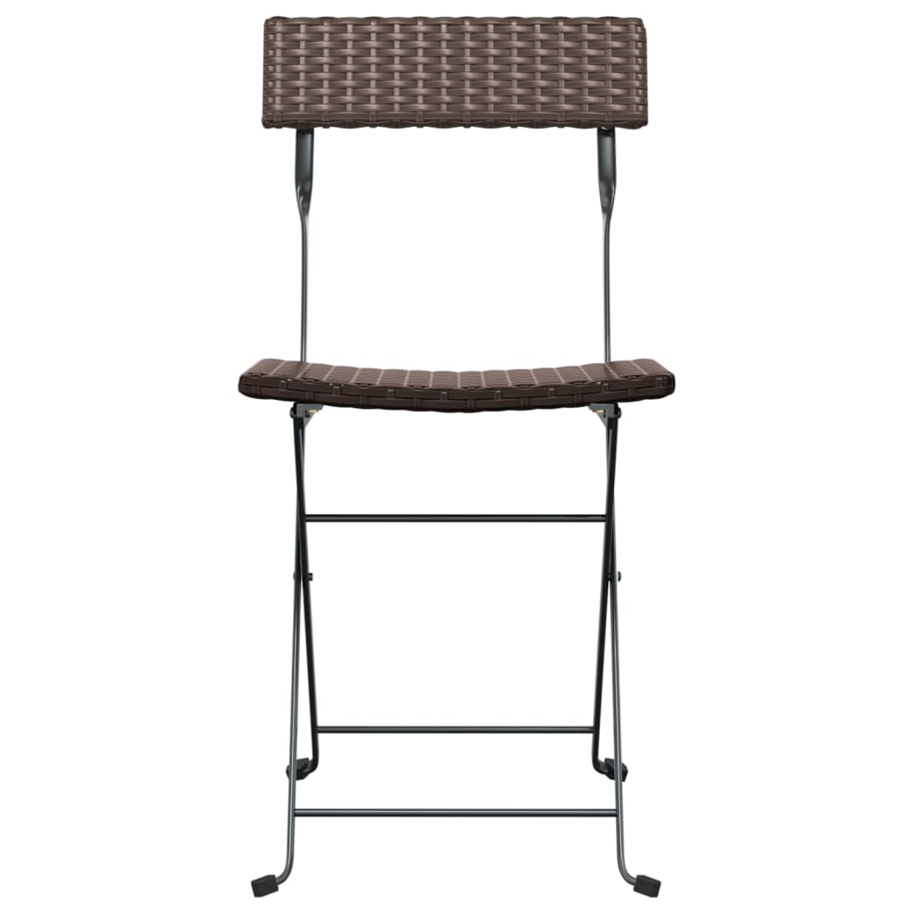 4-Piece Brown Poly Rattan & Steel Folding Bistro Chairs Set