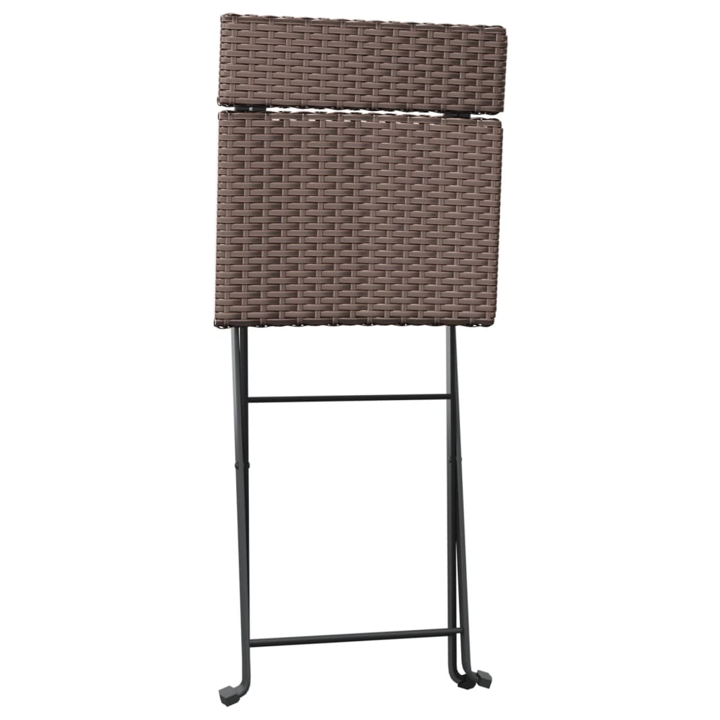 4-Piece Brown Poly Rattan & Steel Folding Bistro Chairs Set