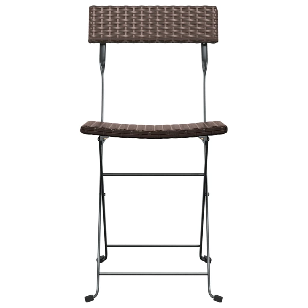 6-Piece Brown Poly Rattan & Steel Folding Bistro Chairs Set