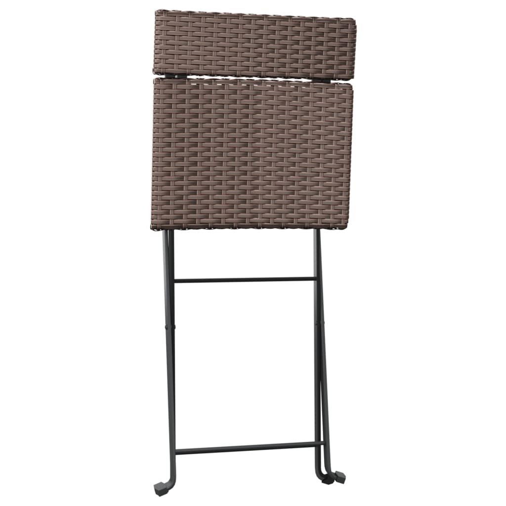 6-Piece Brown Poly Rattan & Steel Folding Bistro Chairs Set