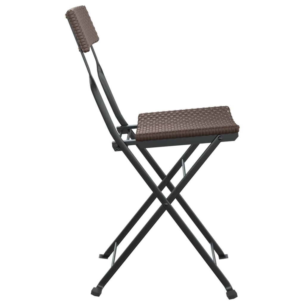 6-Piece Brown Poly Rattan & Steel Folding Bistro Chairs Set