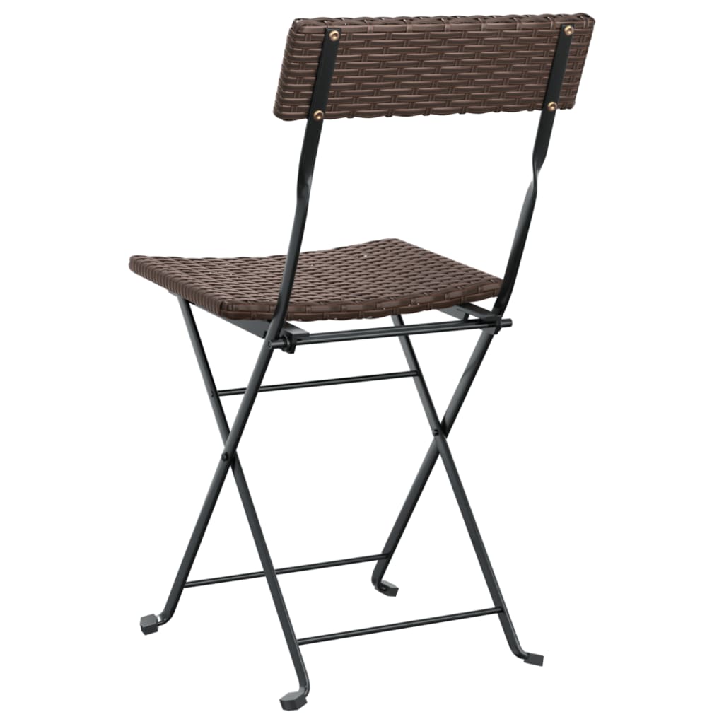 6-Piece Brown Poly Rattan & Steel Folding Bistro Chairs Set