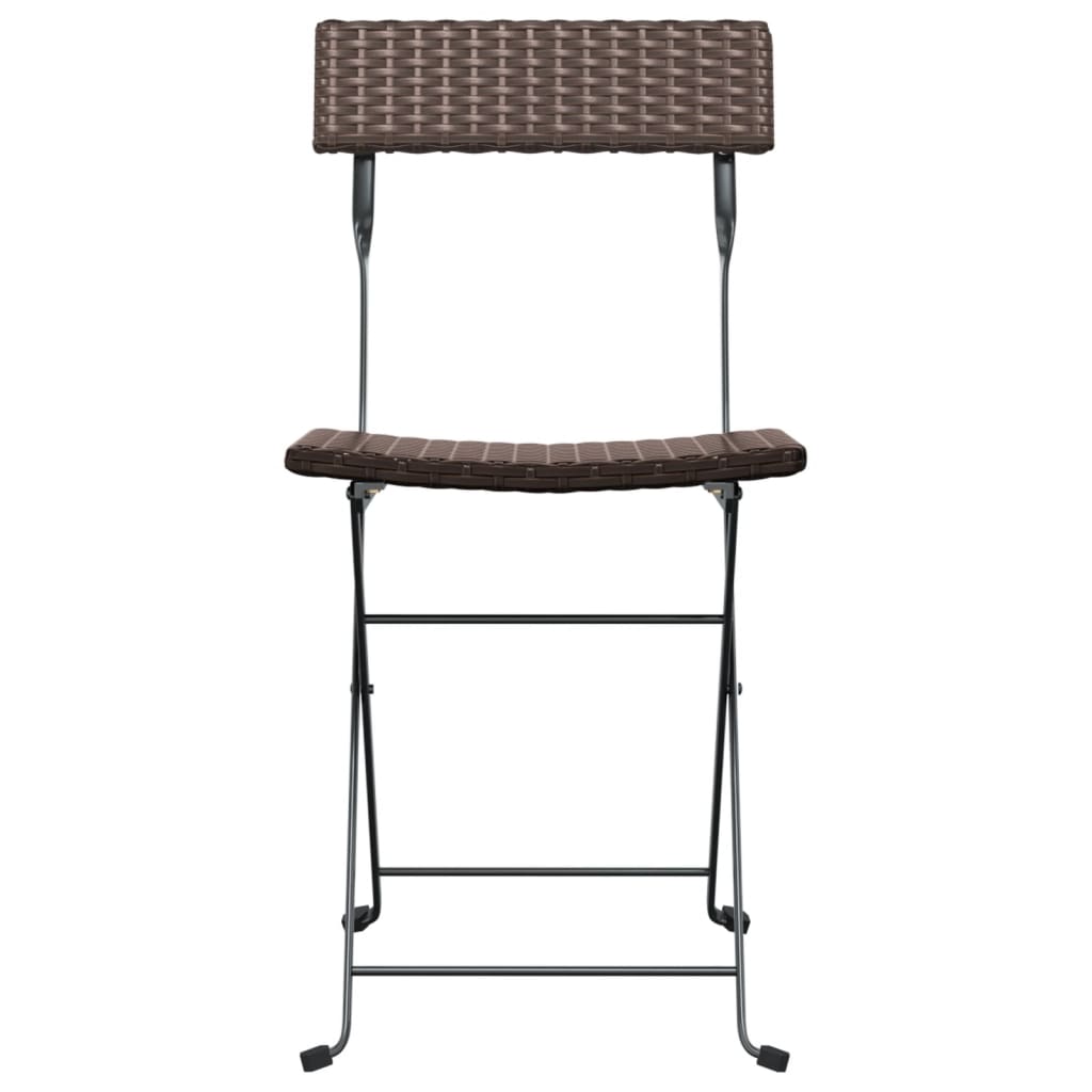 8-Piece Brown Poly Rattan & Steel Folding Bistro Chairs Set