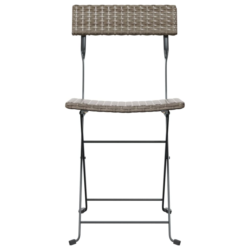 4-Piece Grey Poly Rattan & Steel Folding Bistro Chairs Set