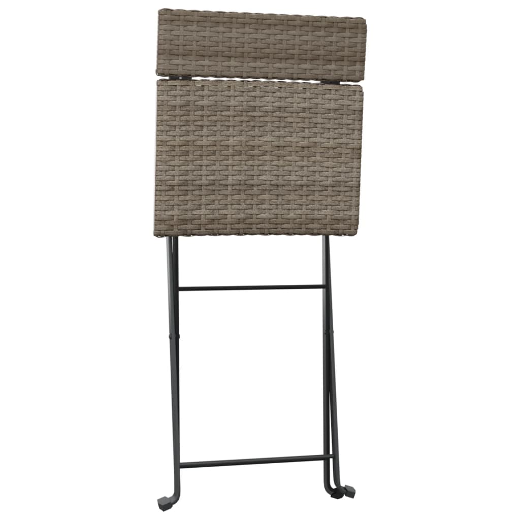 4-Piece Grey Poly Rattan & Steel Folding Bistro Chairs Set