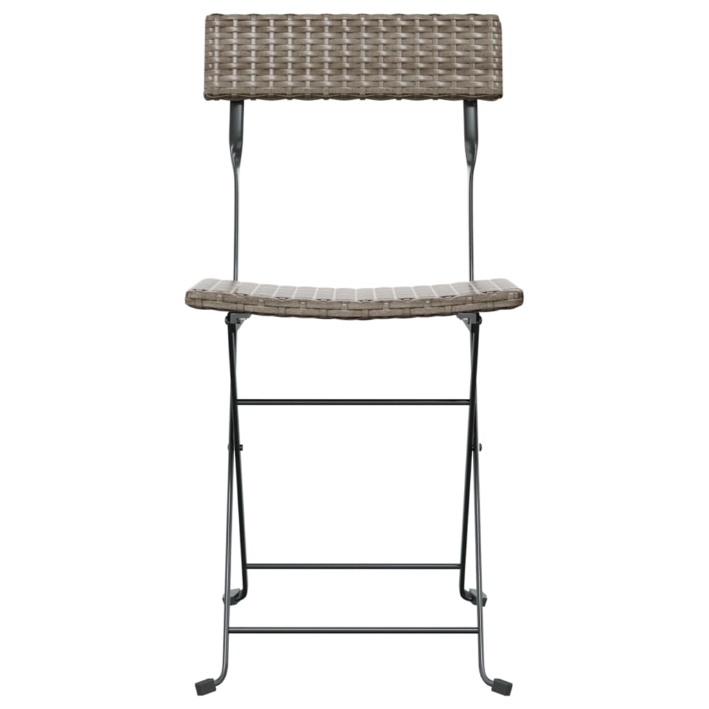 6-Piece Grey Poly Rattan & Steel Folding Bistro Chairs Set