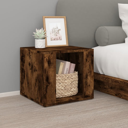 Smoked Oak Bedside Table 41x40x36 cm - Engineered Wood Elegance