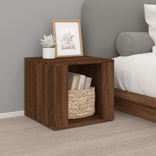Brown Oak Bedside Table - Engineered Wood 41x40x36 cm