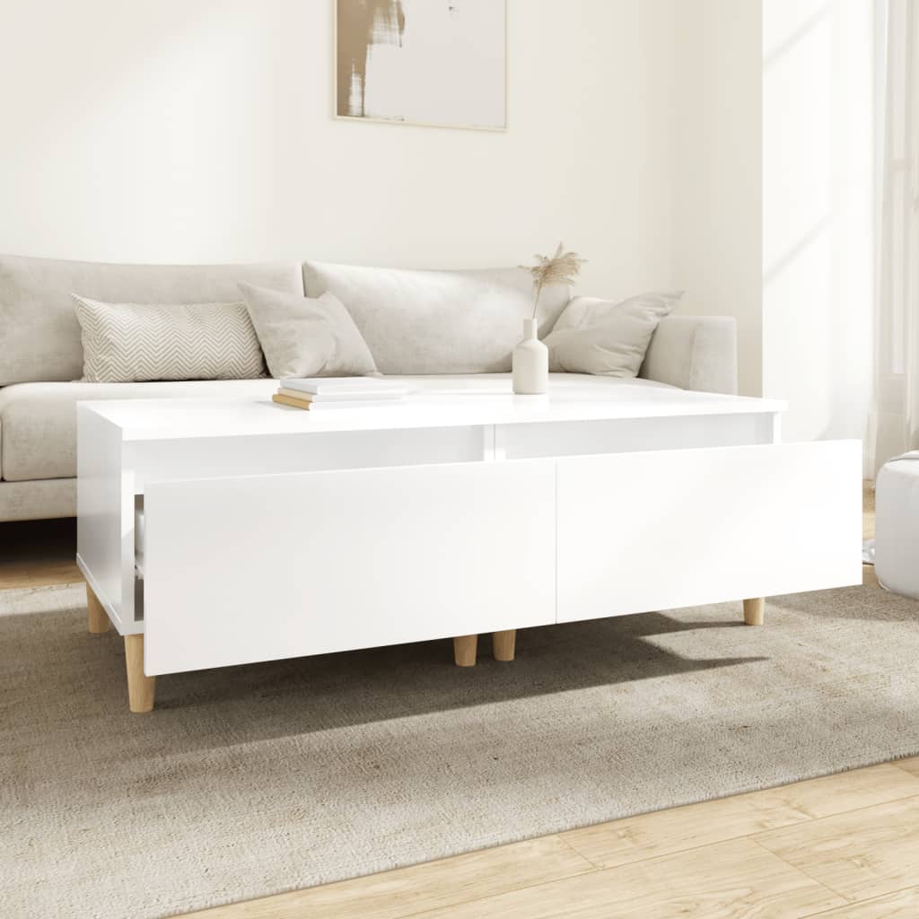 Set of 2 High Gloss White Side Tables - Engineered Wood