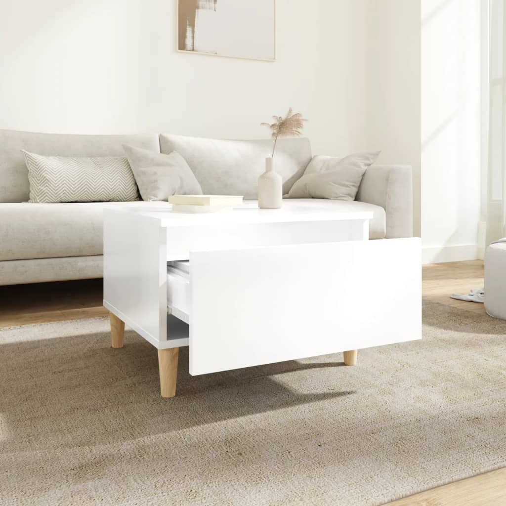 Set of 2 High Gloss White Side Tables - Engineered Wood