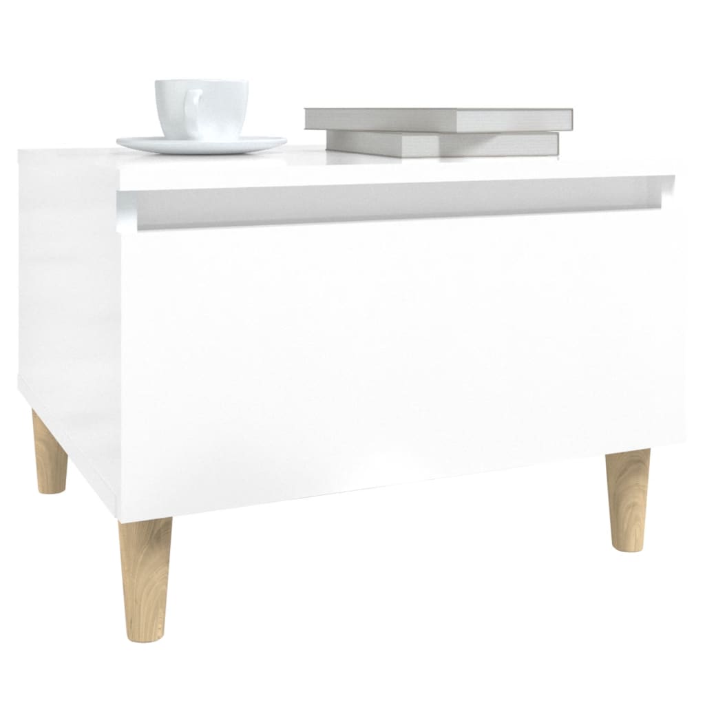 Set of 2 High Gloss White Side Tables - Engineered Wood