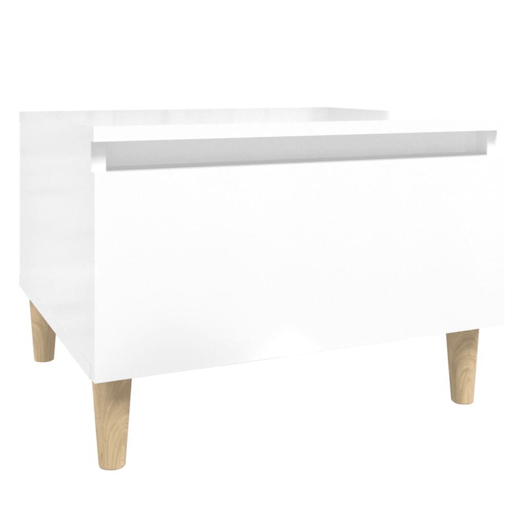 Set of 2 High Gloss White Side Tables - Engineered Wood