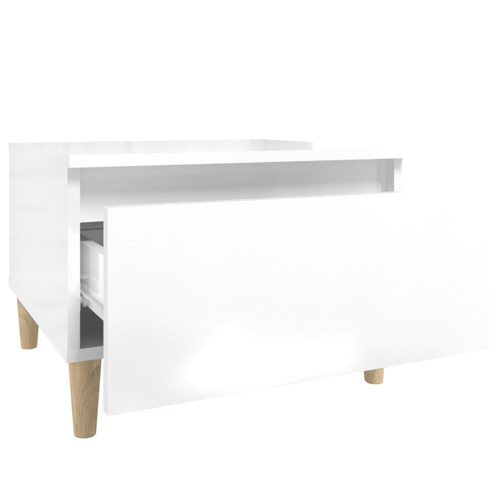 Set of 2 High Gloss White Side Tables - Engineered Wood