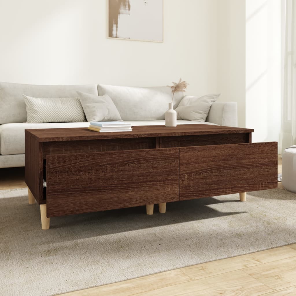 2-Piece Brown Oak Side Tables - Engineered Wood, 50x46x35cm