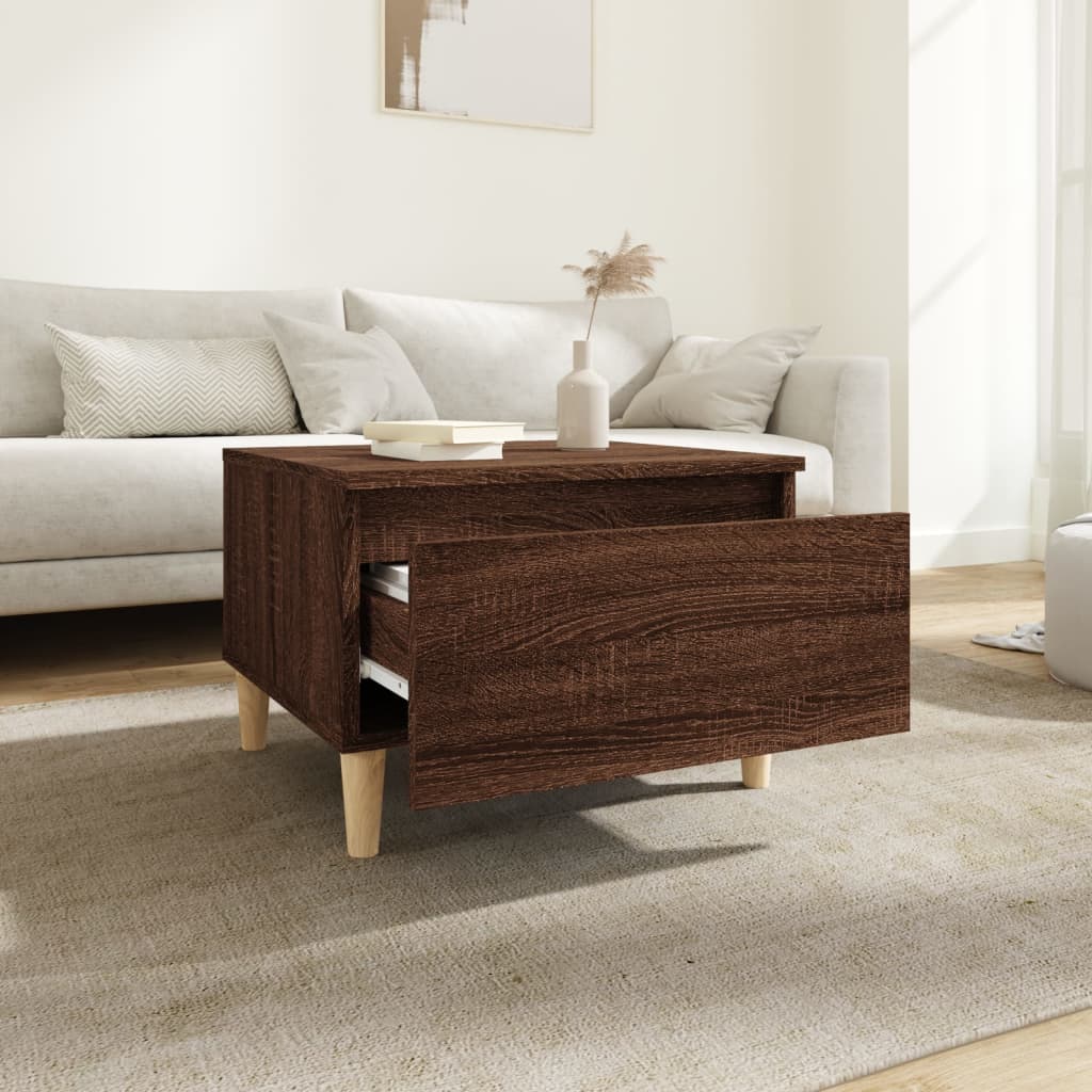 2-Piece Brown Oak Side Tables - Engineered Wood, 50x46x35cm