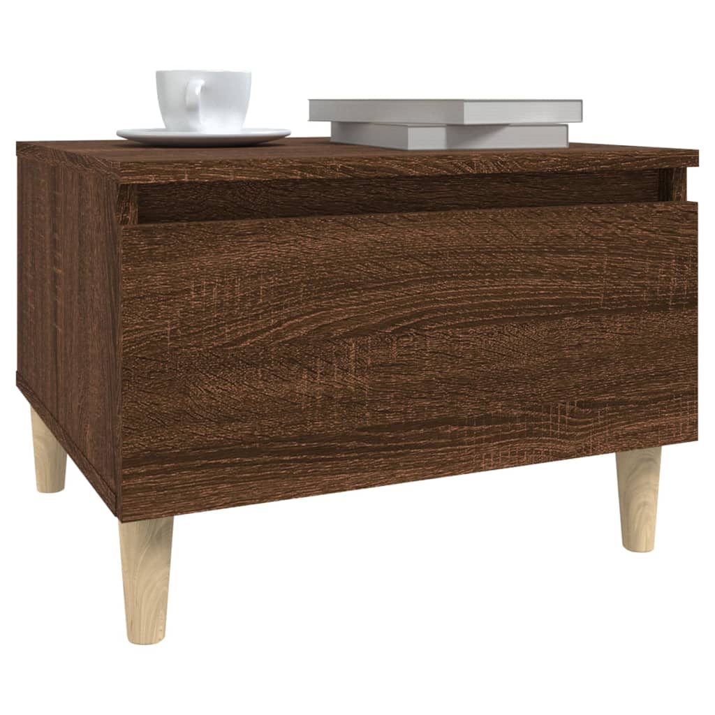 2-Piece Brown Oak Side Tables - Engineered Wood, 50x46x35cm