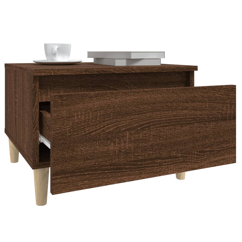 2-Piece Brown Oak Side Tables - Engineered Wood, 50x46x35cm