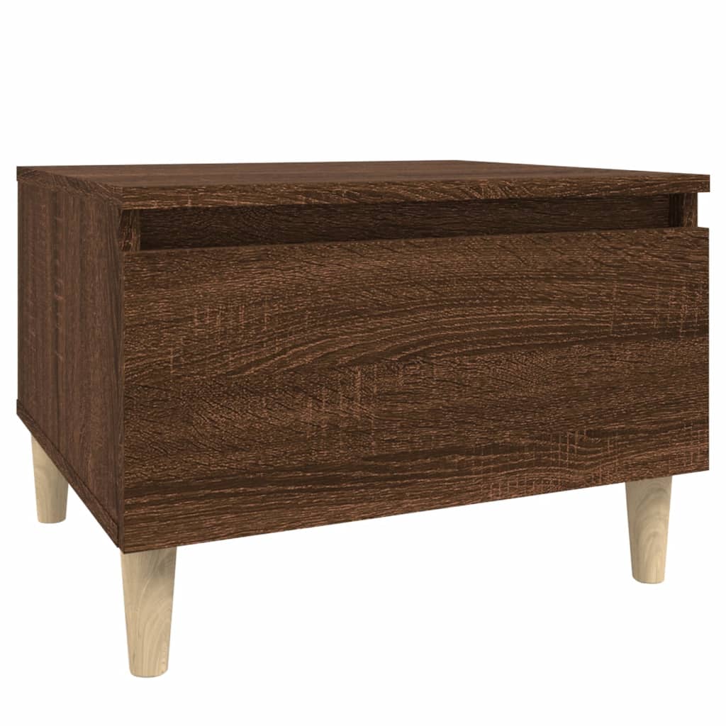 2-Piece Brown Oak Side Tables - Engineered Wood, 50x46x35cm