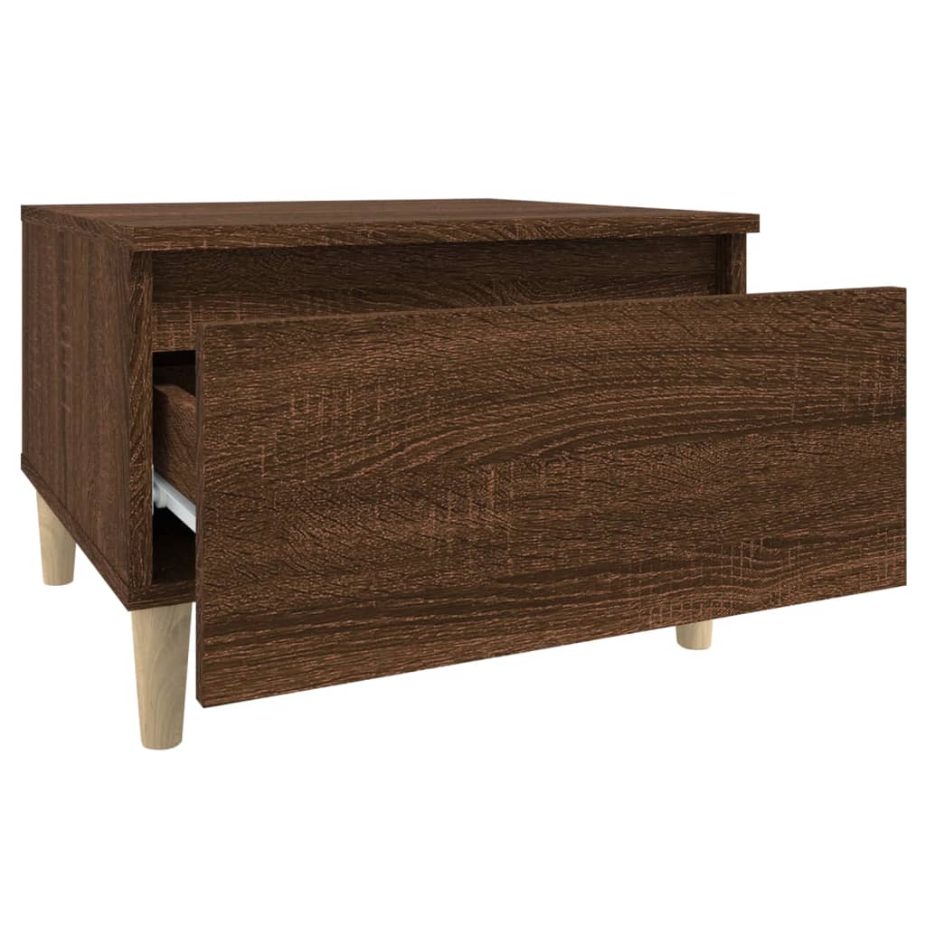 2-Piece Brown Oak Side Tables - Engineered Wood, 50x46x35cm